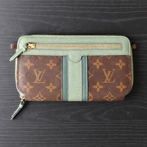 Louis Vuitton Brown Monogram Wallet with Green Trim
